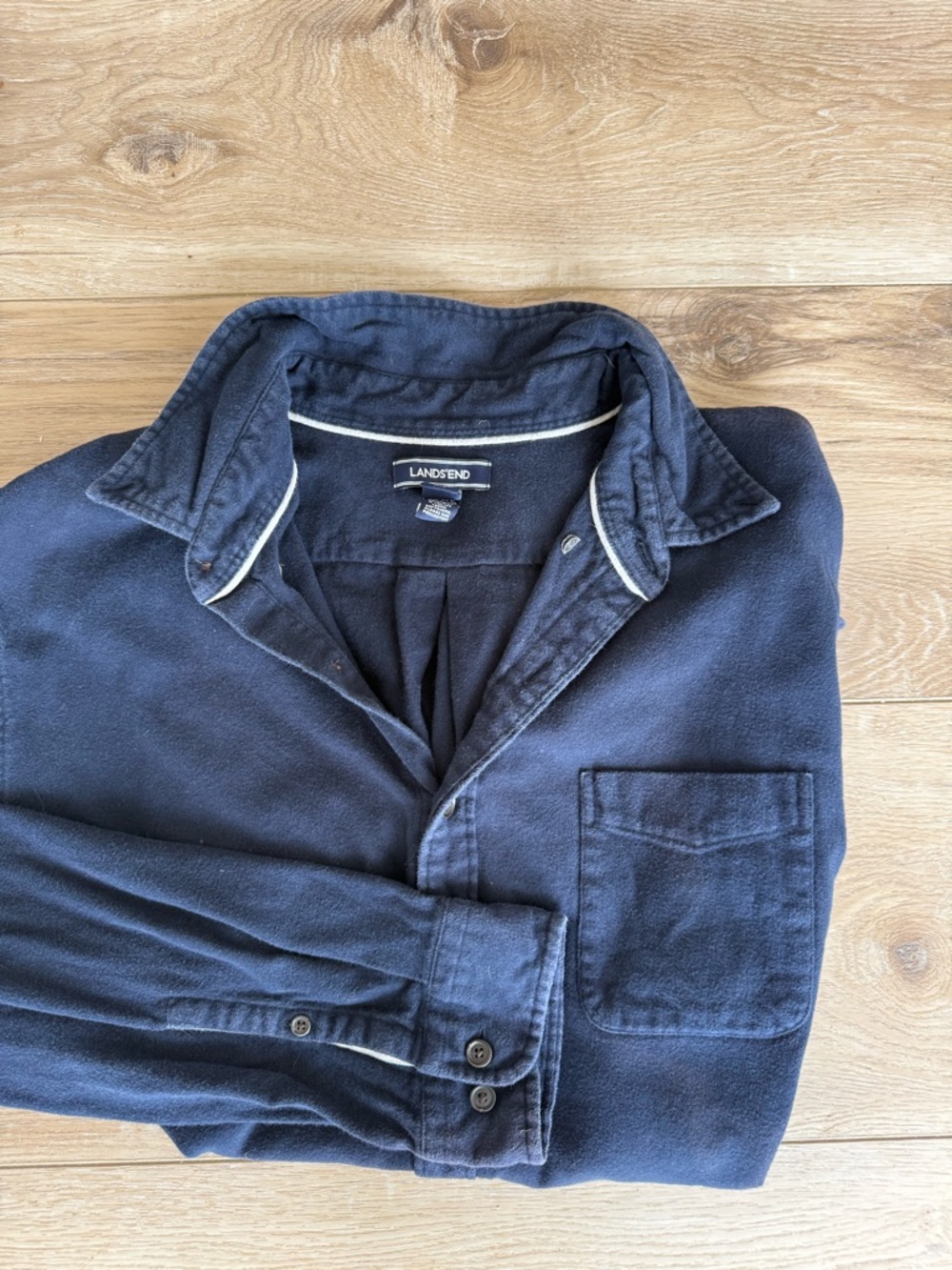 Lands' End Men's XL Navy Casual Flannel